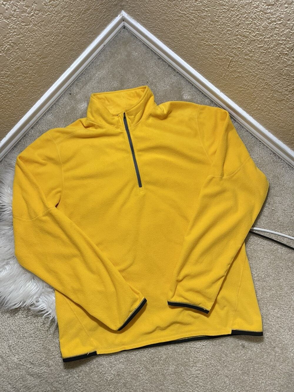 Nike ThermaFit Men's Pullover Front 1/4 Zip Running Fleece Yellow Long Sleeve XL